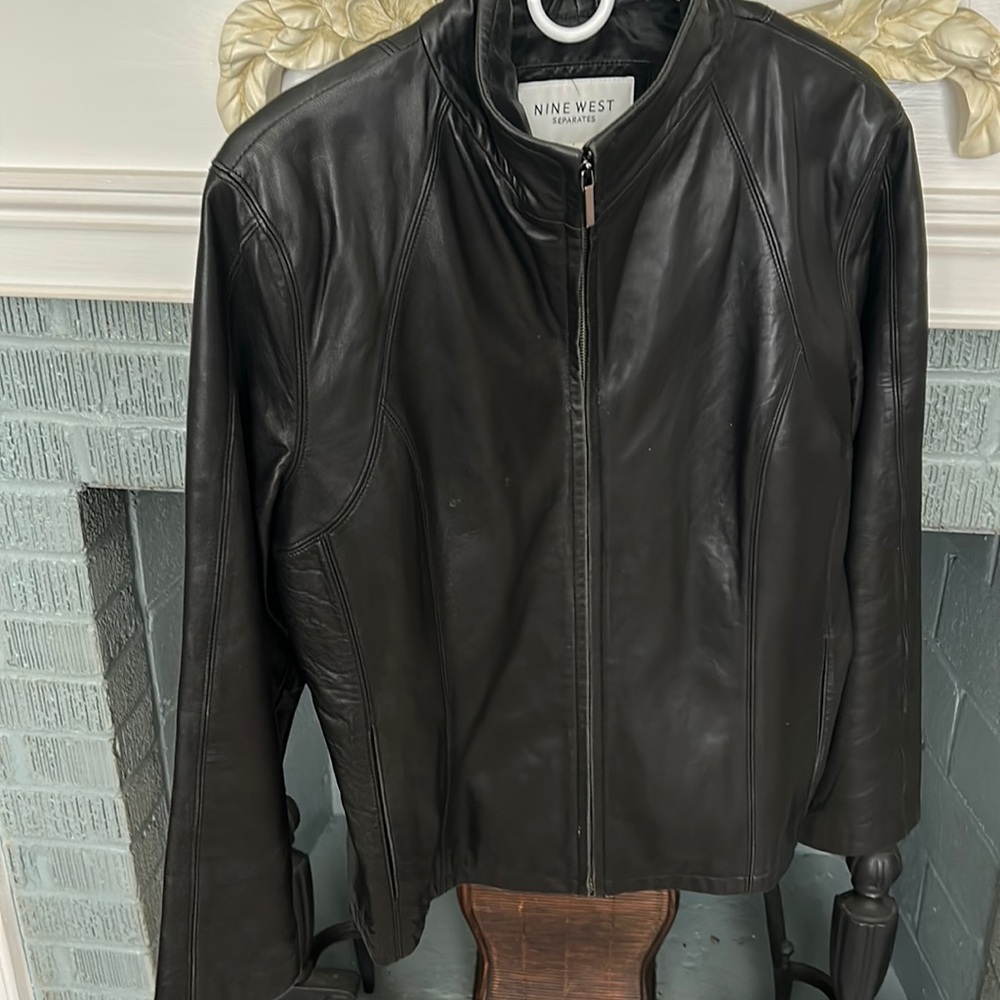Nine West Leather Coat Black
